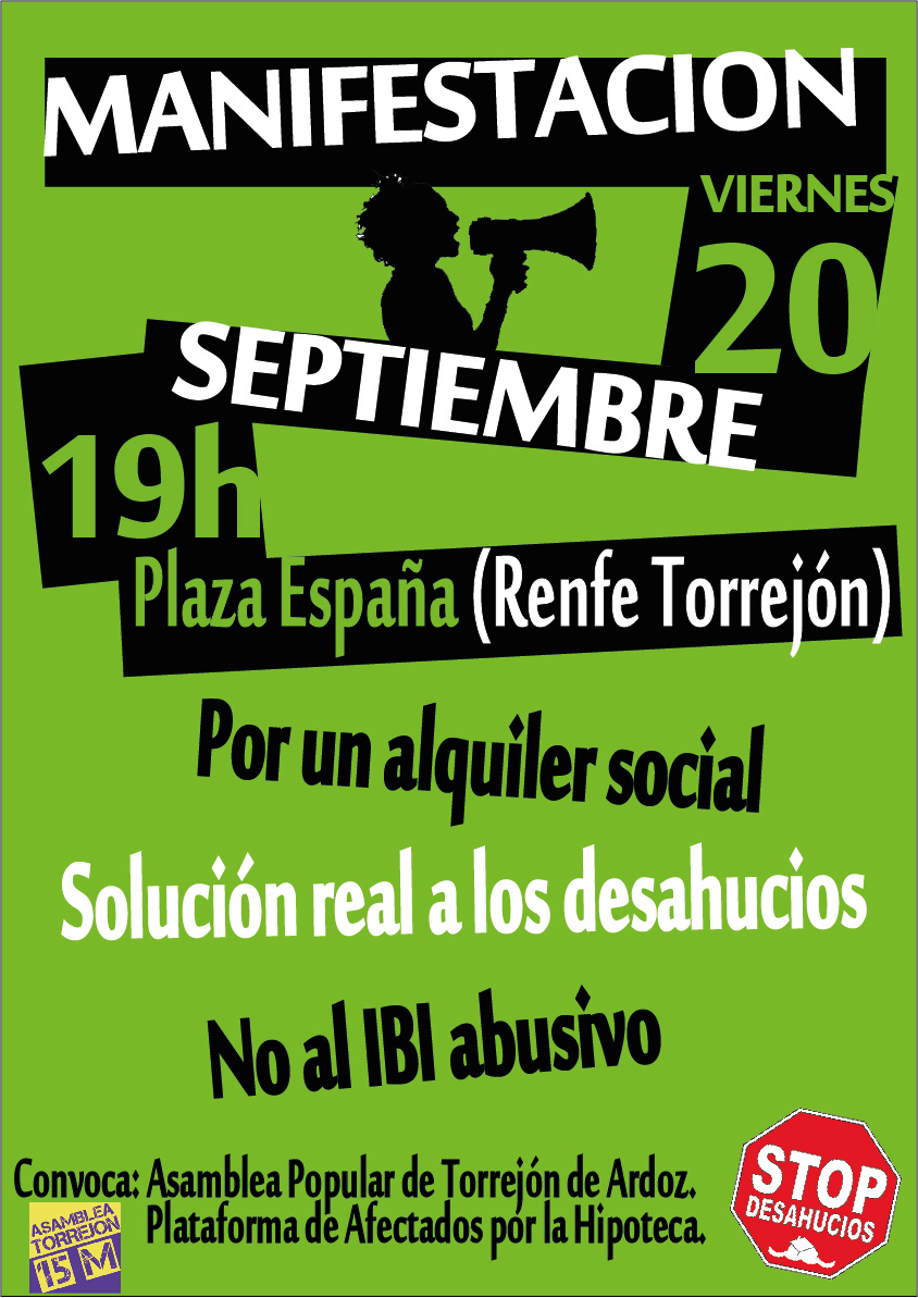 Cartel: Manifestación 20 de Septiembre Torrejón de Ardoz