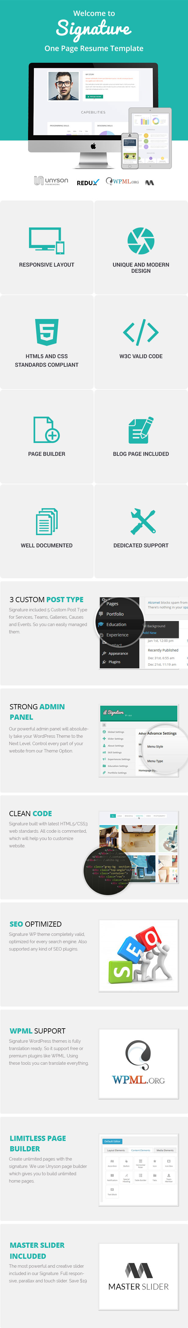 WordPress theme Signature – Responsive CV / Resume WordPress Theme (Portfolio)