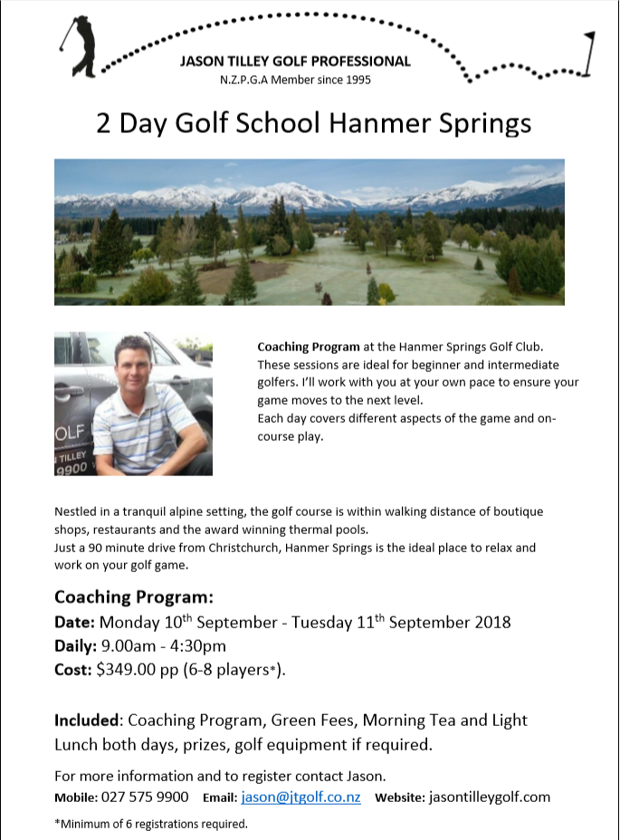 2 Day Golf School Hanmer Springs GC