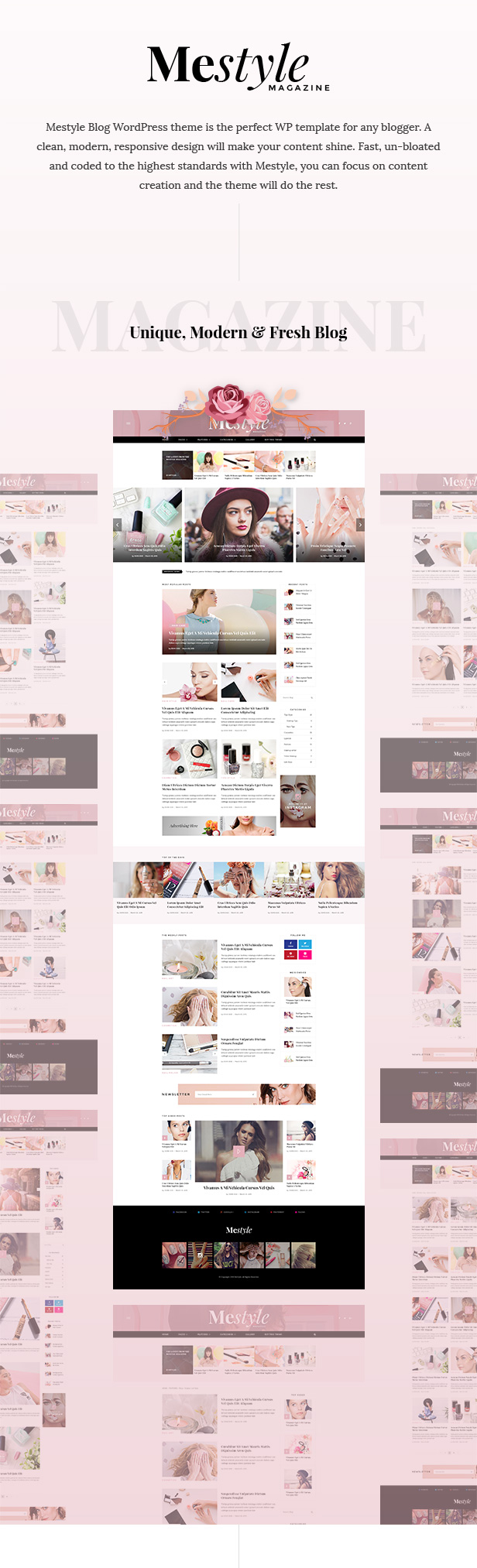 WordPress theme Mestyle - Beauty Blog Responsive WordPress Theme (Personal)