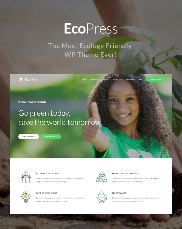 WordPress theme Eco Press - Nature, Ecology & NGO WordPress Theme (Environmental)