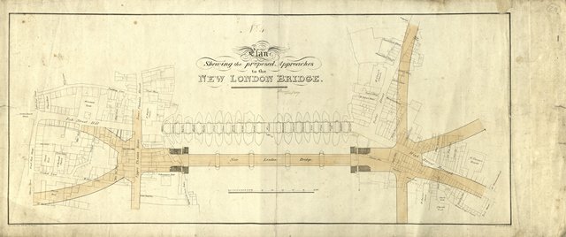 Plan of approaches to new London Bridge, signed J Rennie 1827 ICE Library