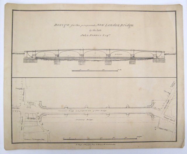 1 August 1831, the New London Bridge opened to traffic. Pic of John Rennie's plan from Science Museum Archive