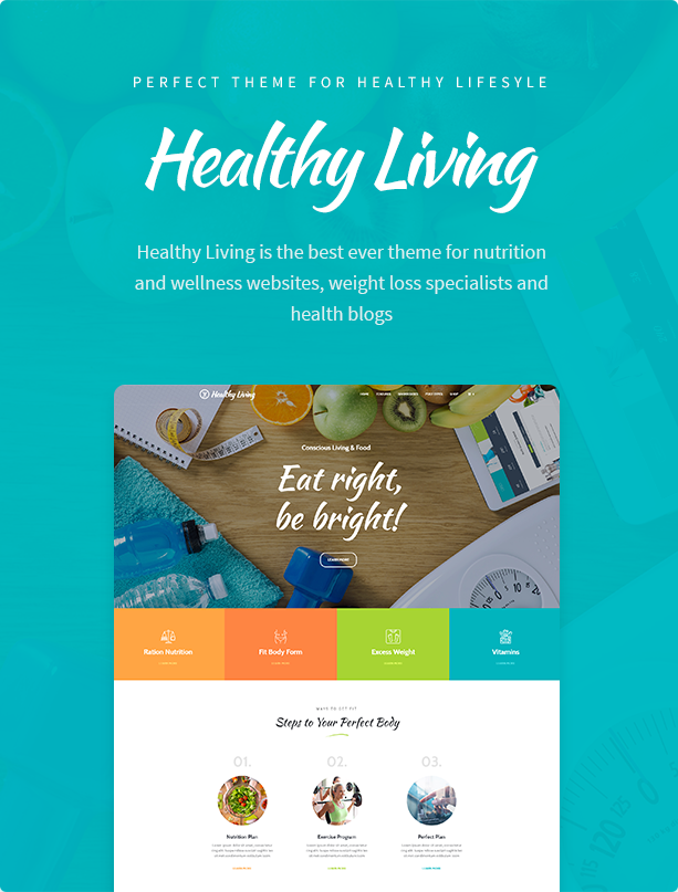 WordPress theme Healthy Living - Nutrition, Weight Loss & Wellness WordPress Theme (Health & Beauty)