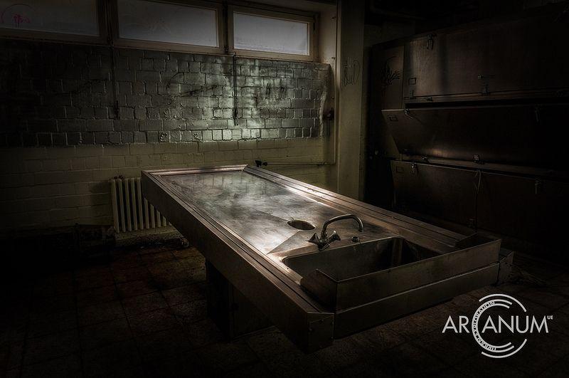 Body slab or autopsy table at the abandoned institute for anatomy